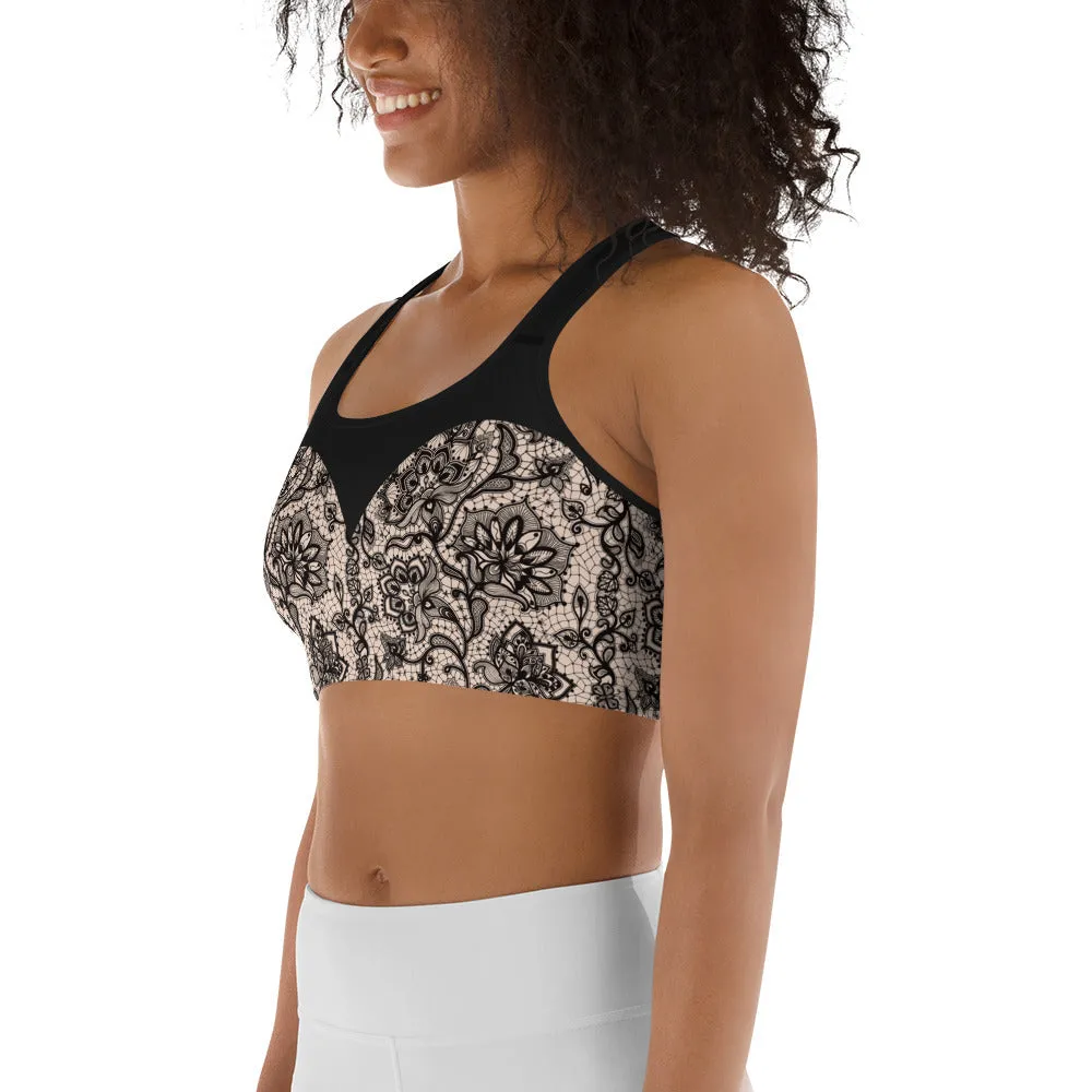 Heart Shaped Lace Sports Bra