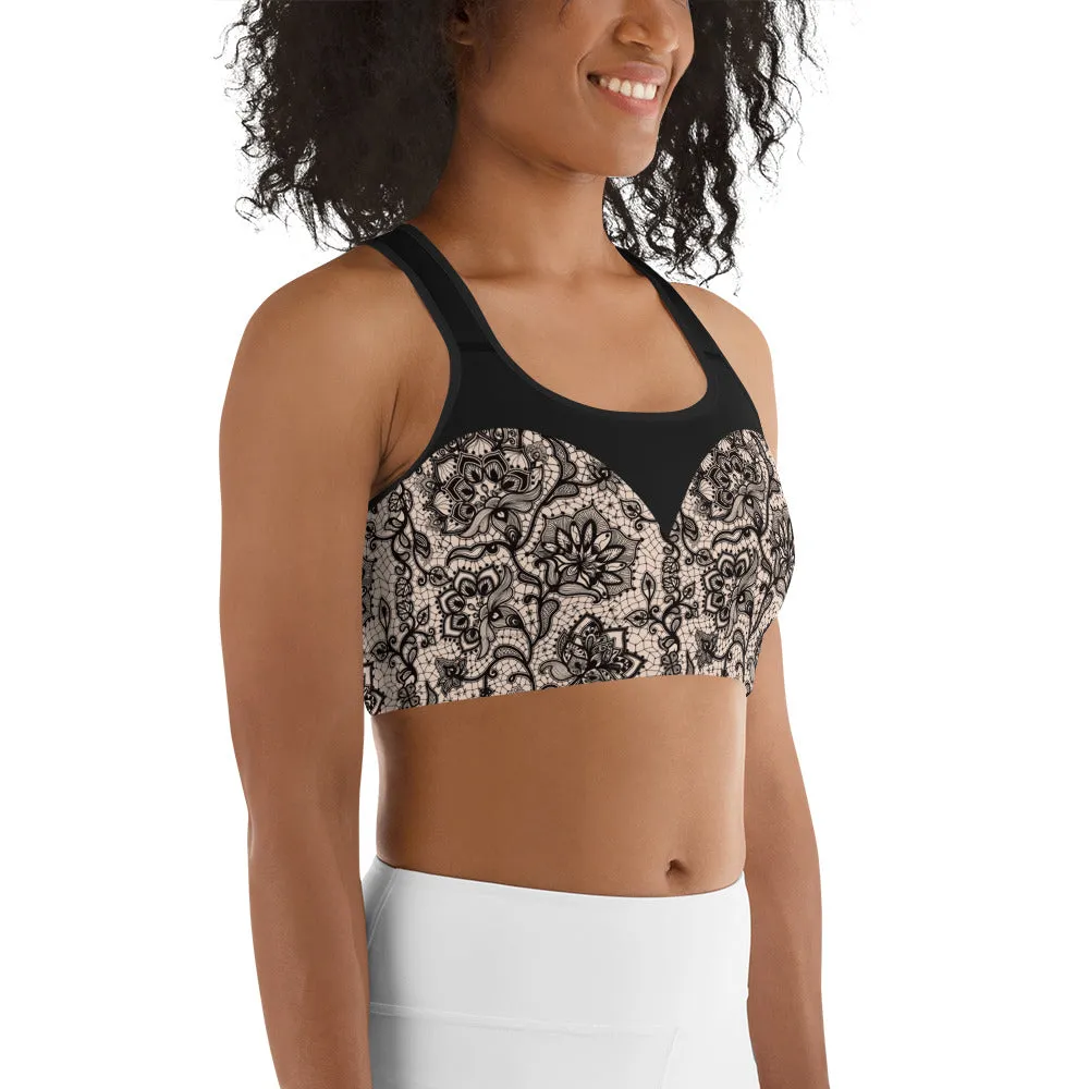 Heart Shaped Lace Sports Bra