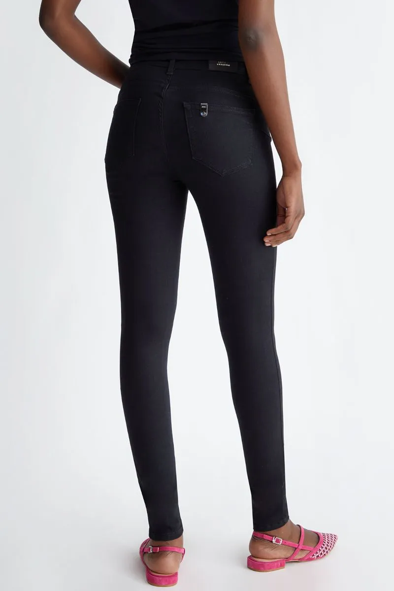 High-waisted women's black skinny jeans