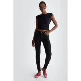 High-waisted women's black skinny jeans