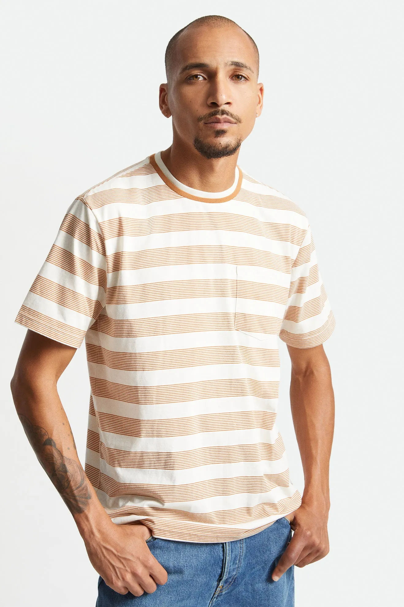 Hilt PCH Stripe S/S Pocket Knit - Off White/Lion