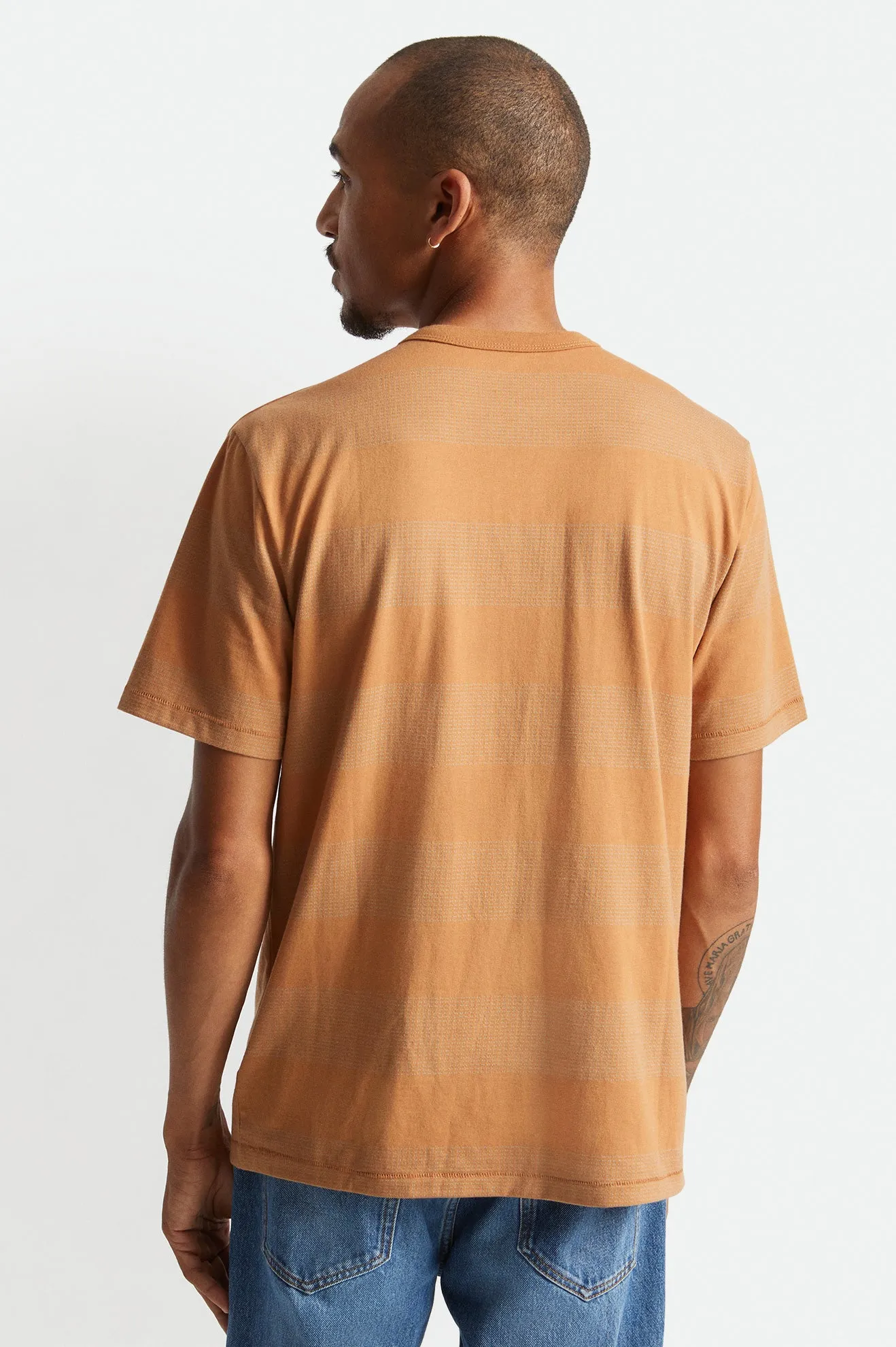 Hilt Stripe S/S Henley Knit - Caramel/Teal