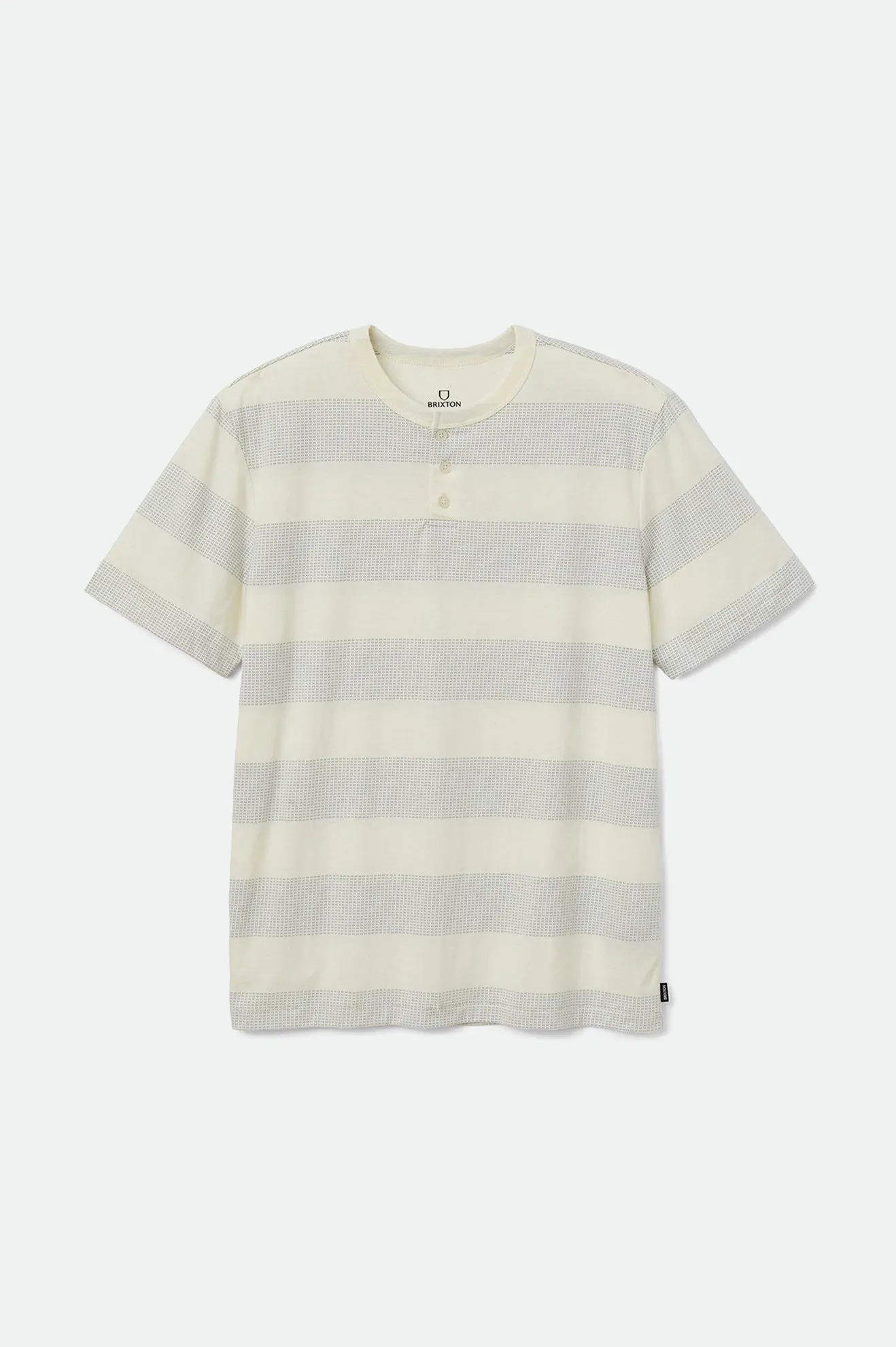 Hilt Stripe S/S Henley Knit - Off White/Slate Blue