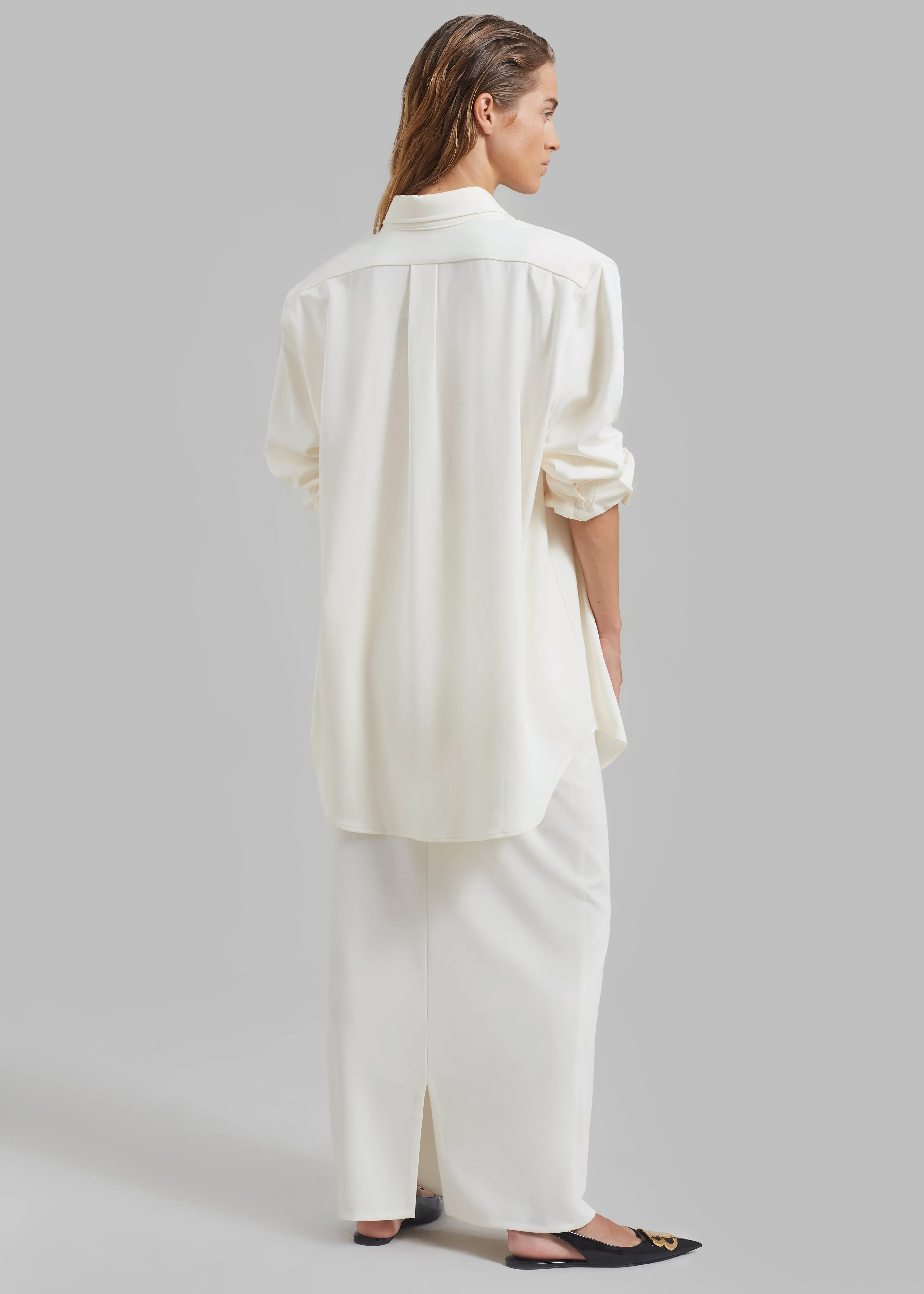 Hollis Padded Shoulder Shirt - Ivory