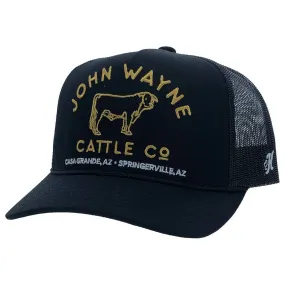 John Wayne Hooey Black Hat with Gold Stitched Logo