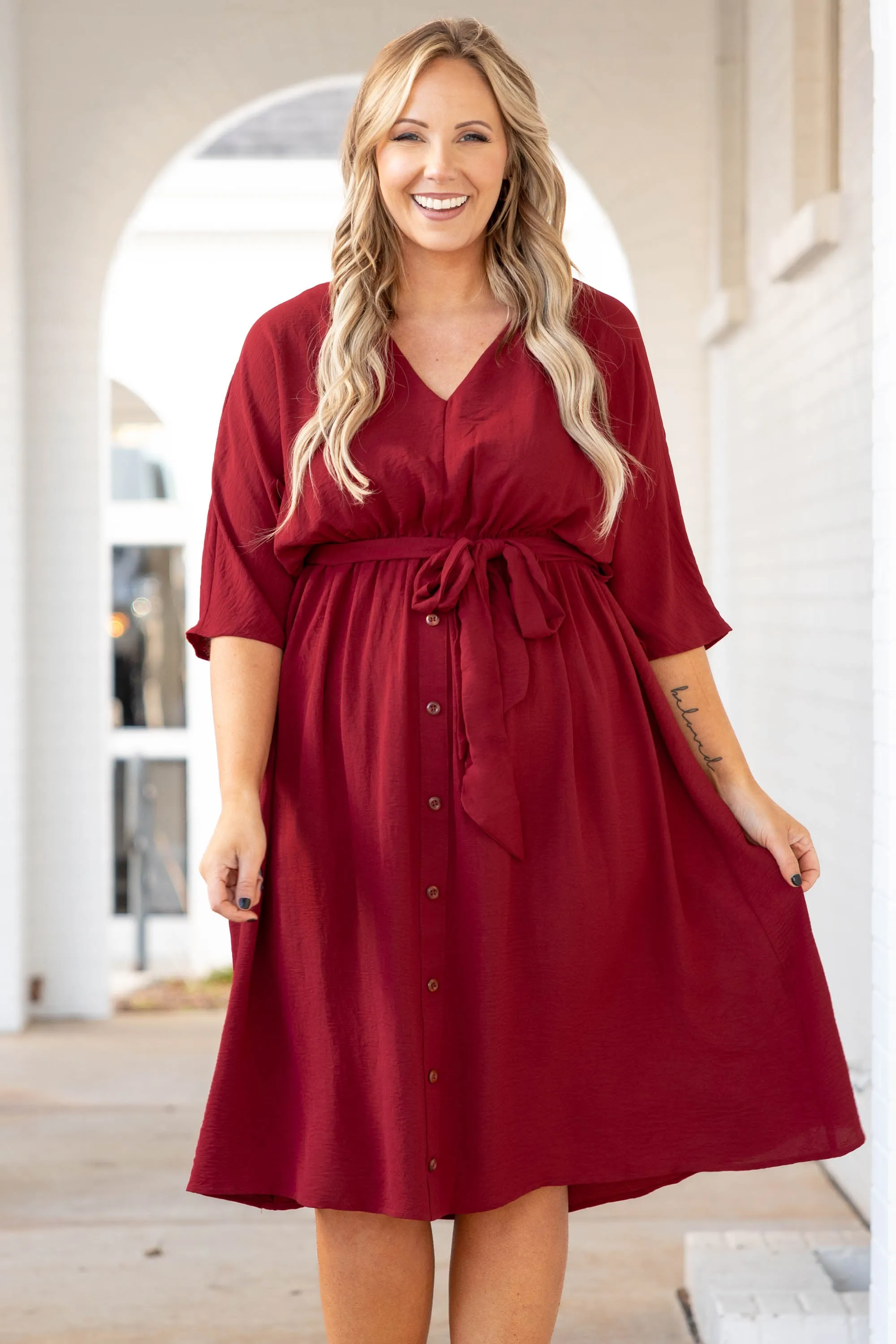 Burgundy Hopelessly Yours Dress