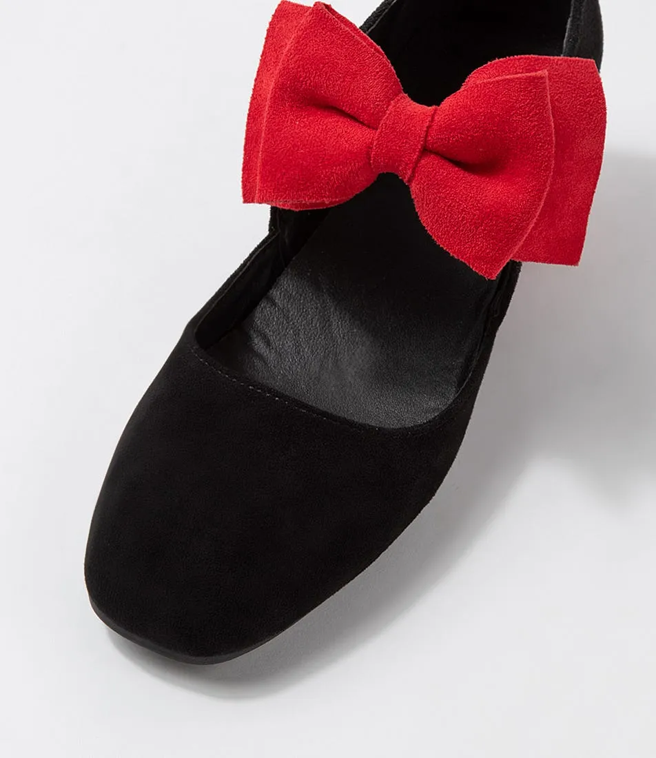 I LOVE BILLY Halim Black Red Microsuede Heels