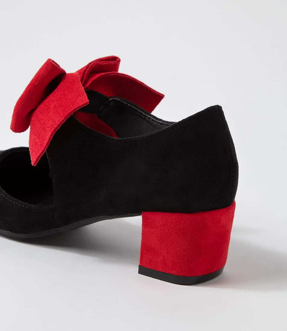 I LOVE BILLY Halim Black Red Microsuede Heels