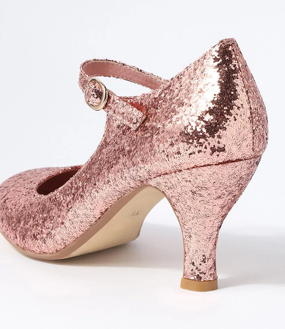 I LOVE BILLY Majestic Rose Gold Glitter Heels