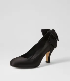 I LOVE BILLY Marcine Black Satin Pump Heels