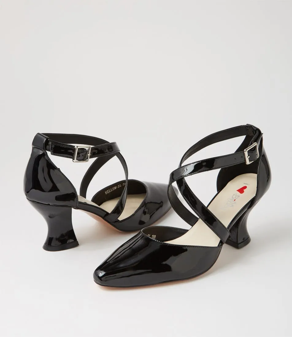 I LOVE BILLY Villem Black Patent Pu Heels