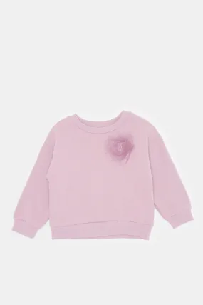 Infant Girls Mauve Embellished Sweatshirt