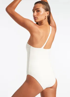 Isla Rib One Shoulder Swimwear - Cream