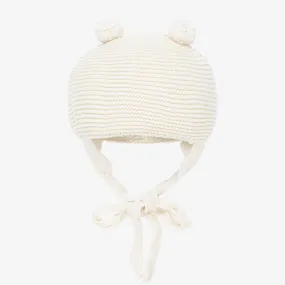 Ivory Knitted Pom-Pom Hat