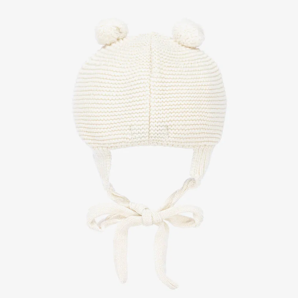 Ivory Knitted Pom-Pom Hat