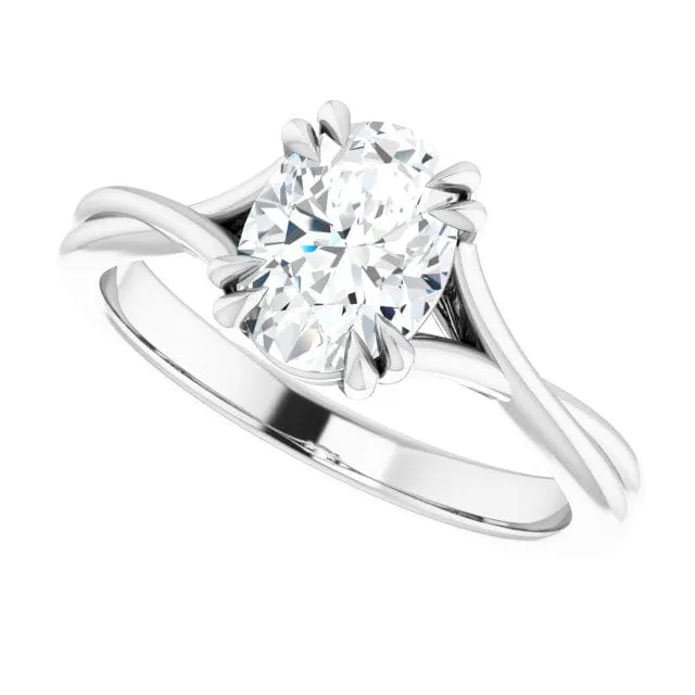 Ivy Ring - Double Prong Set Split Shank Solitaire Engagement Ring - Setting only