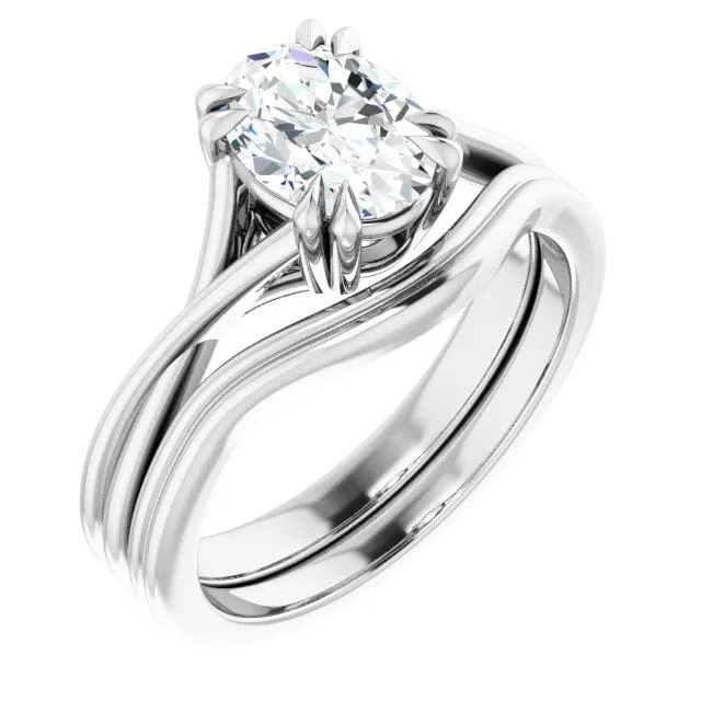 Ivy Ring - Double Prong Set Split Shank Solitaire Engagement Ring - Setting only