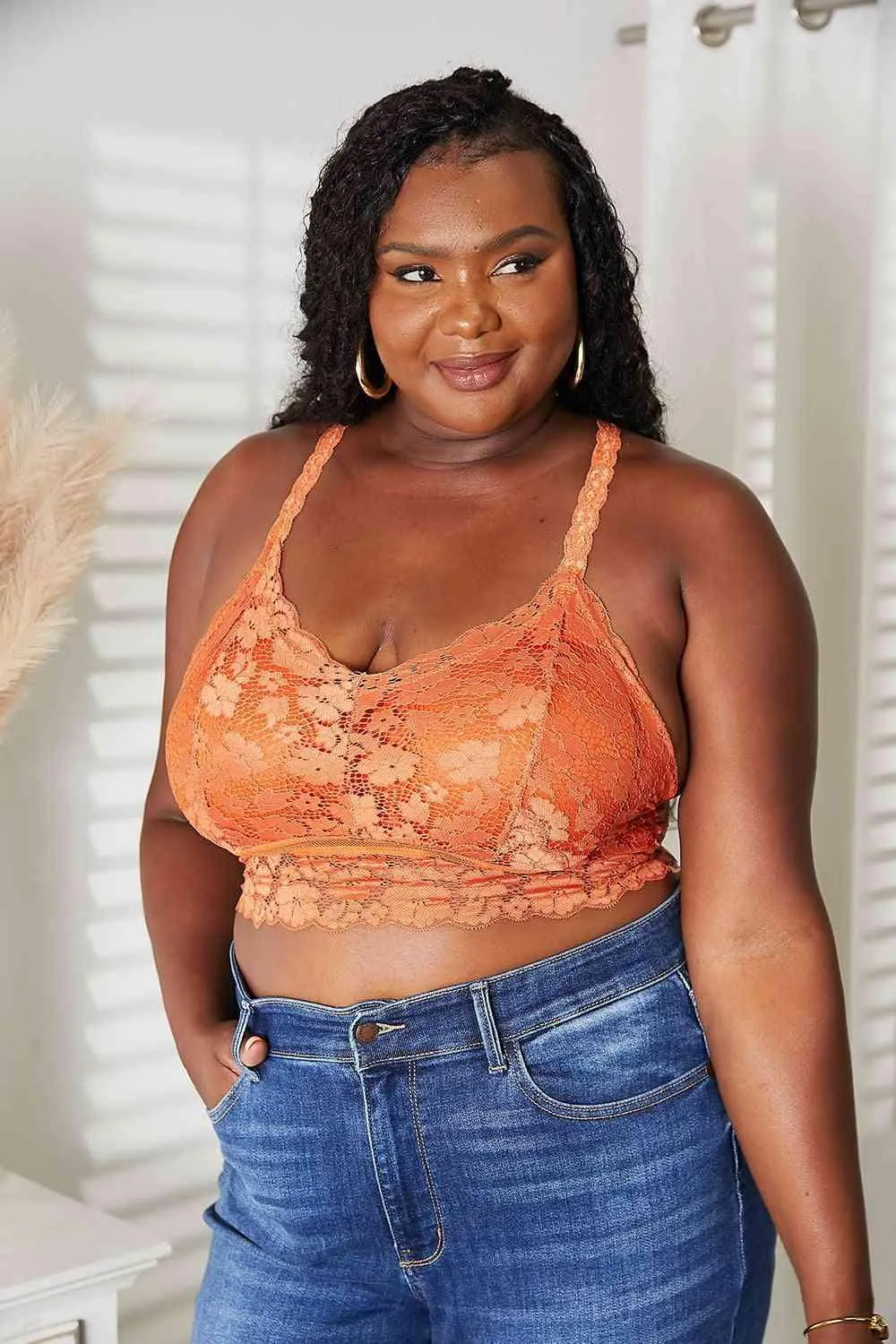 JadyK Juliette Full Size Crisscross Lace Bralette -> JadyK Juliette Plus Size Lace Bralette with Crisscross Design