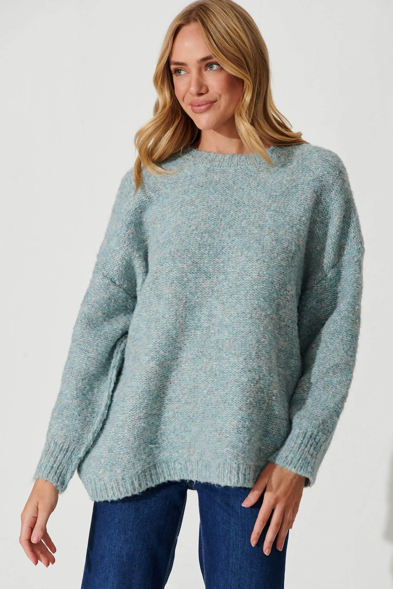 Janette Knit In Blue Wool Blend