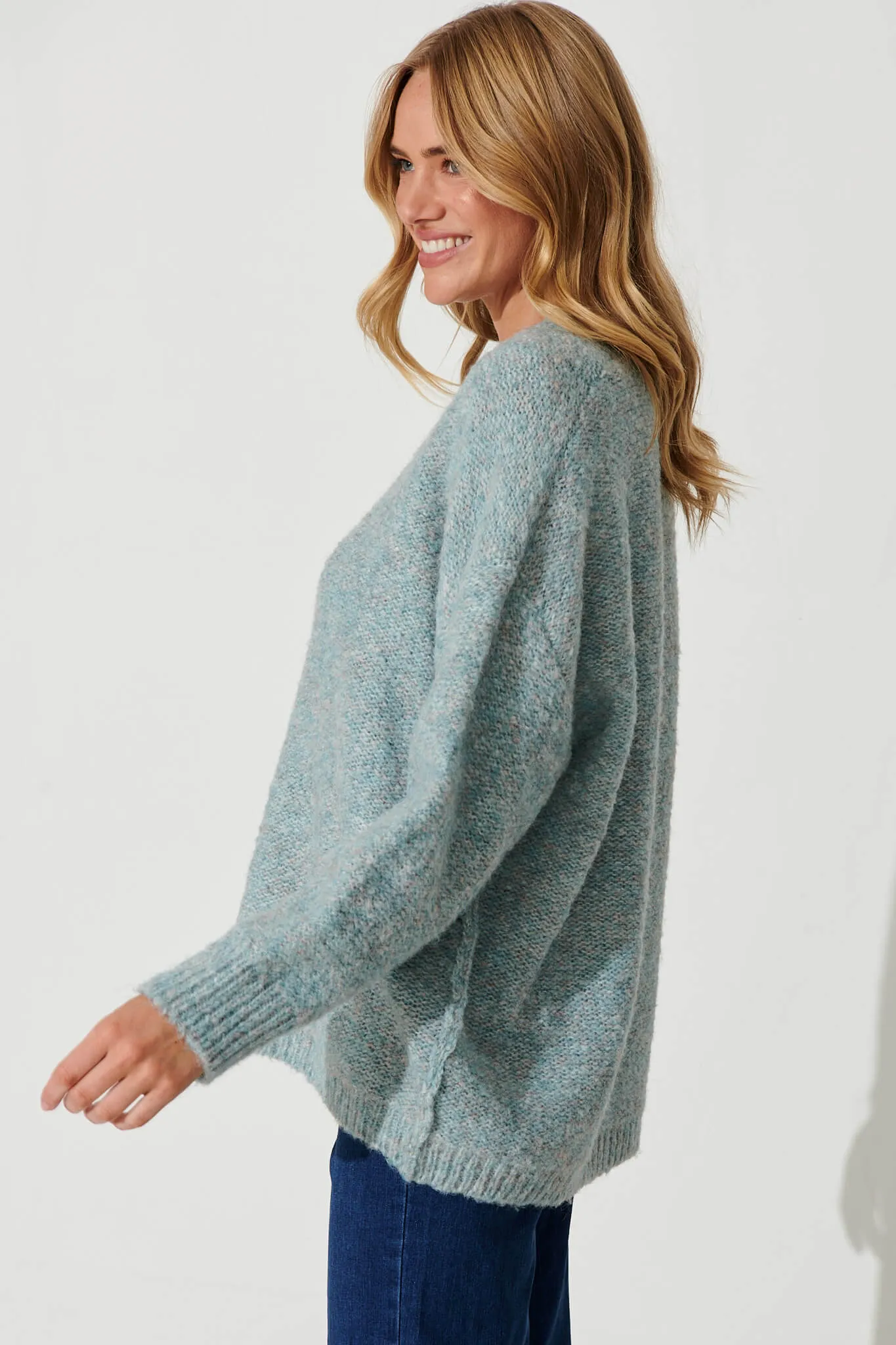 Janette Knit In Blue Wool Blend