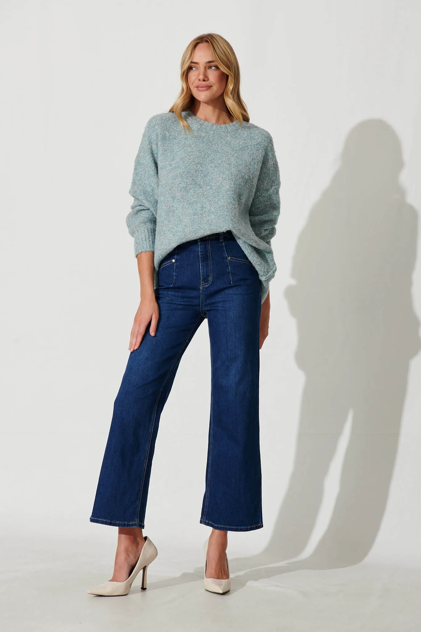 Janette Knit In Blue Wool Blend