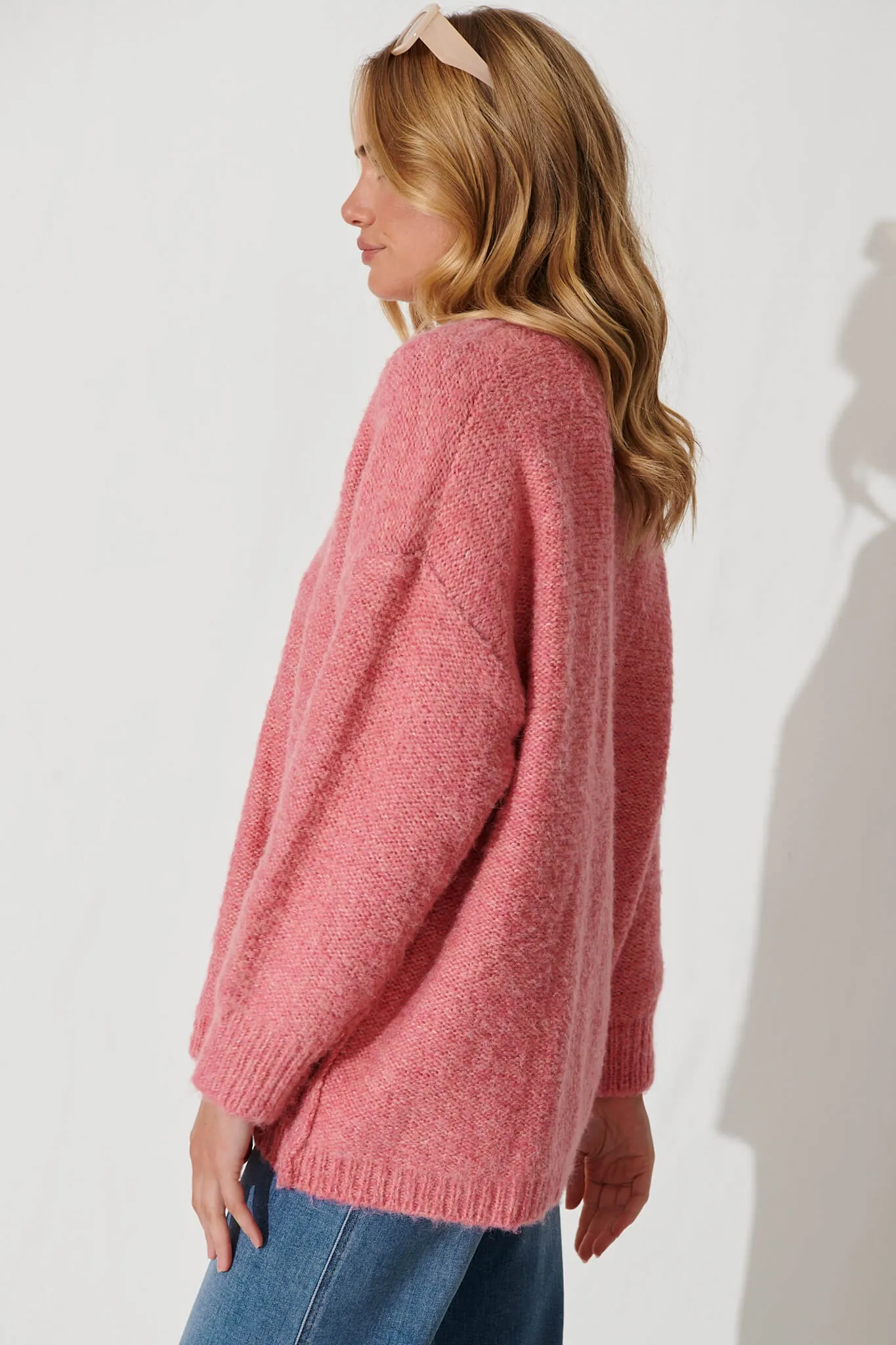 Janette Knit In Pink Wool Blend