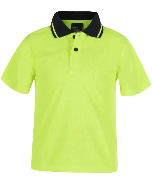 JBs Wear Kids Hi Vis Polo Shirt Non Cuff Traditional Polo