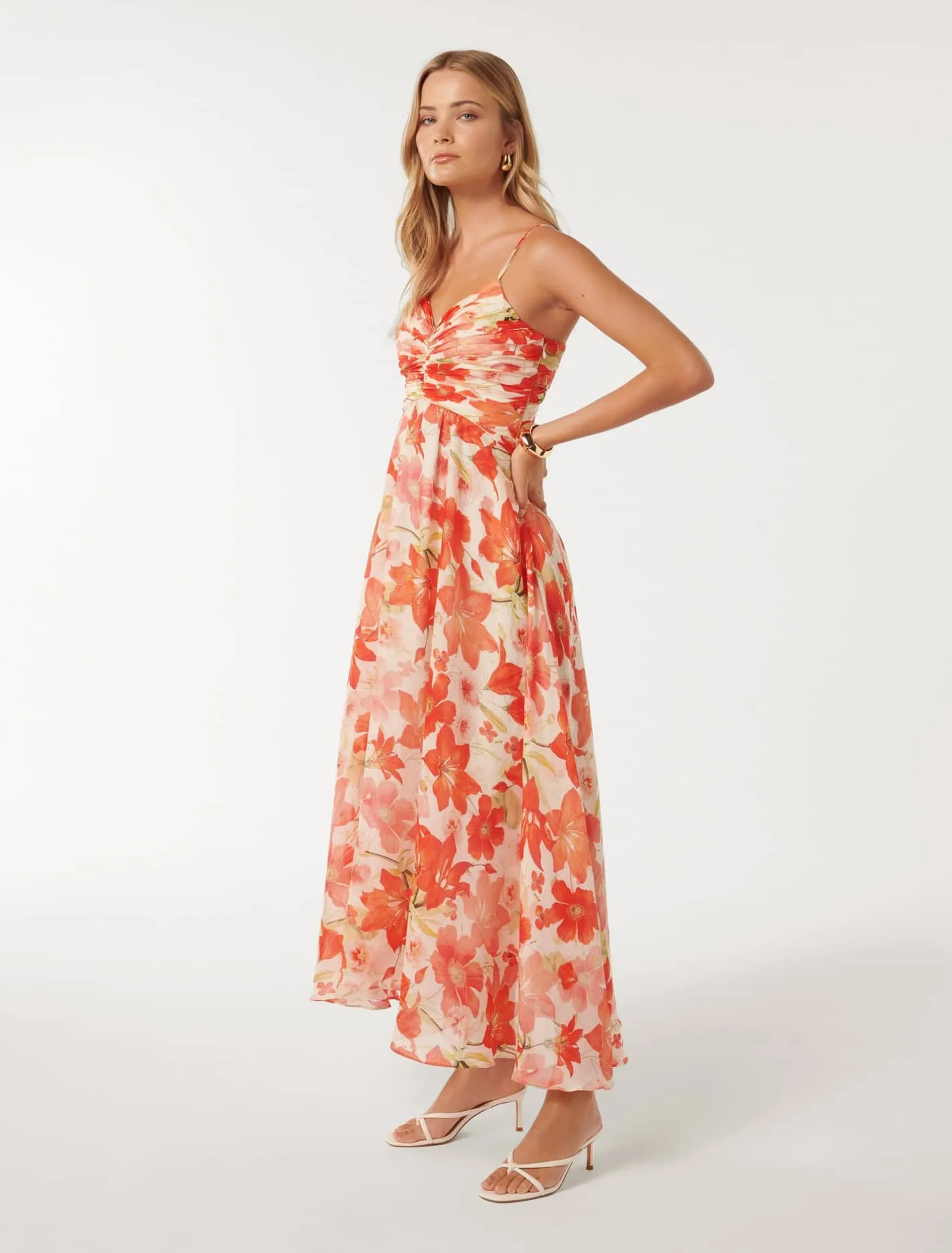 Jolie Ruched-Bodice Maxi Dress