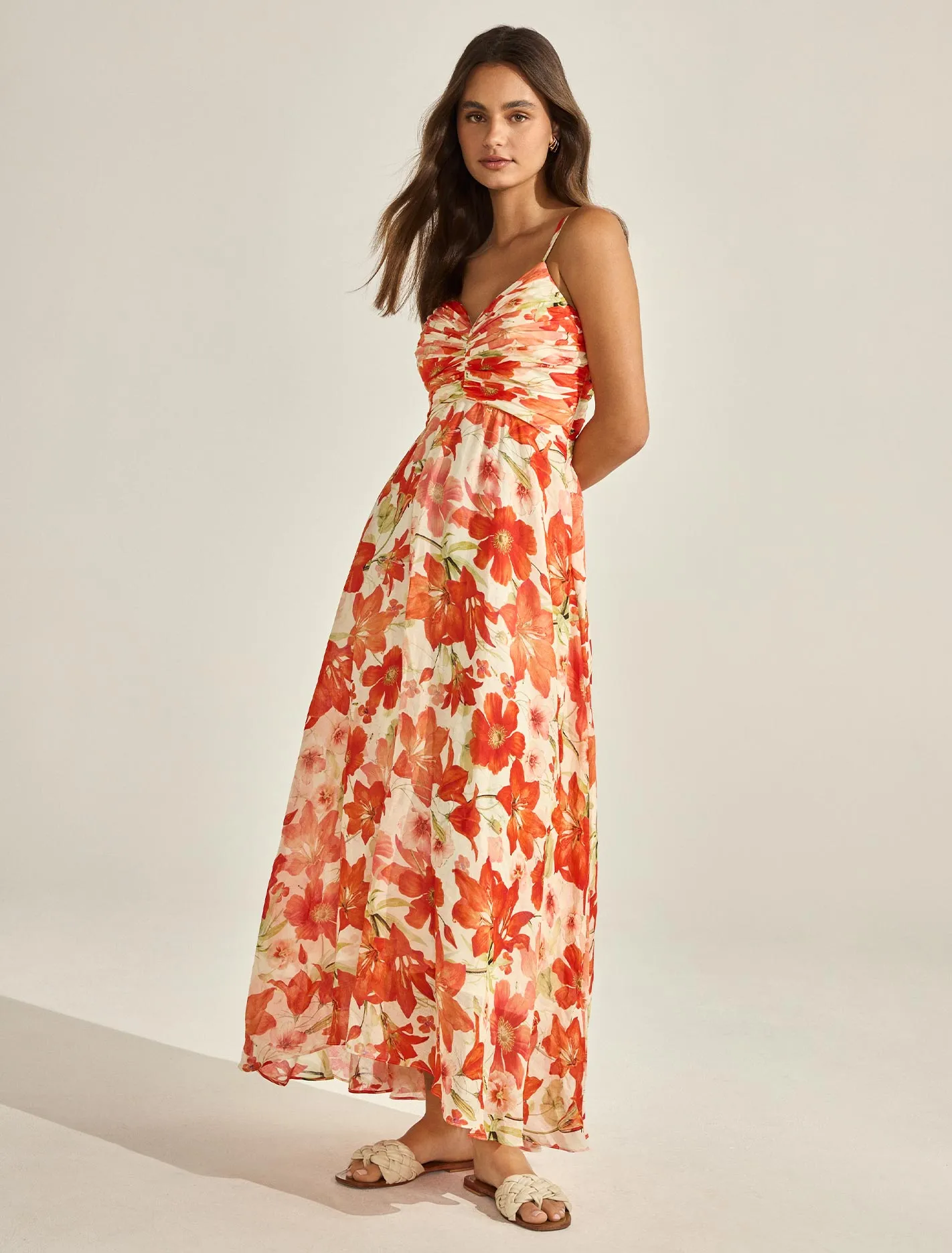 Jolie Ruched-Bodice Maxi Dress