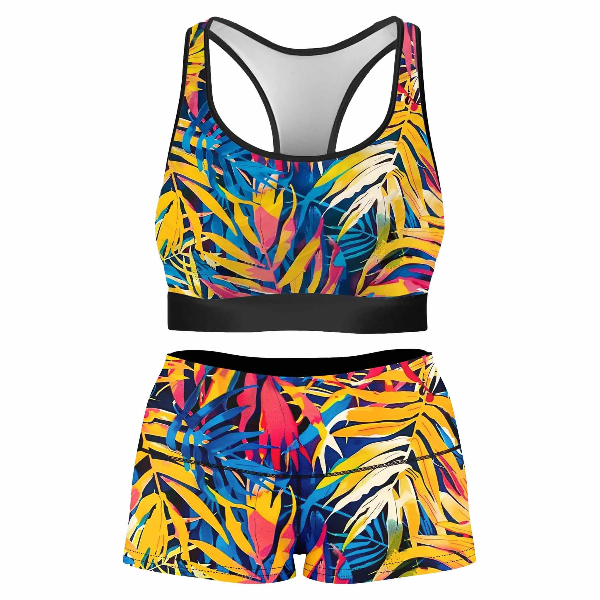 Jungle Folio Rave Bra and High Waist Booty Shorts Combo