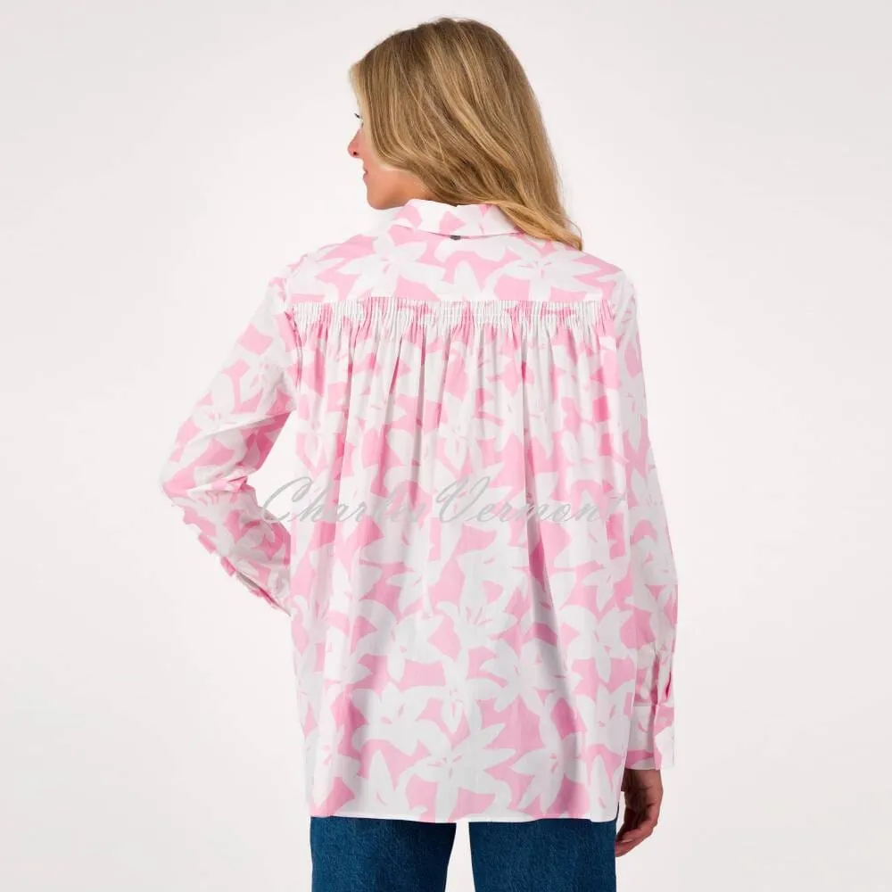 Light Rose Off-White Floral Blouse N2824 Style