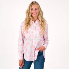 Light Rose Off-White Floral Blouse N2824 Style