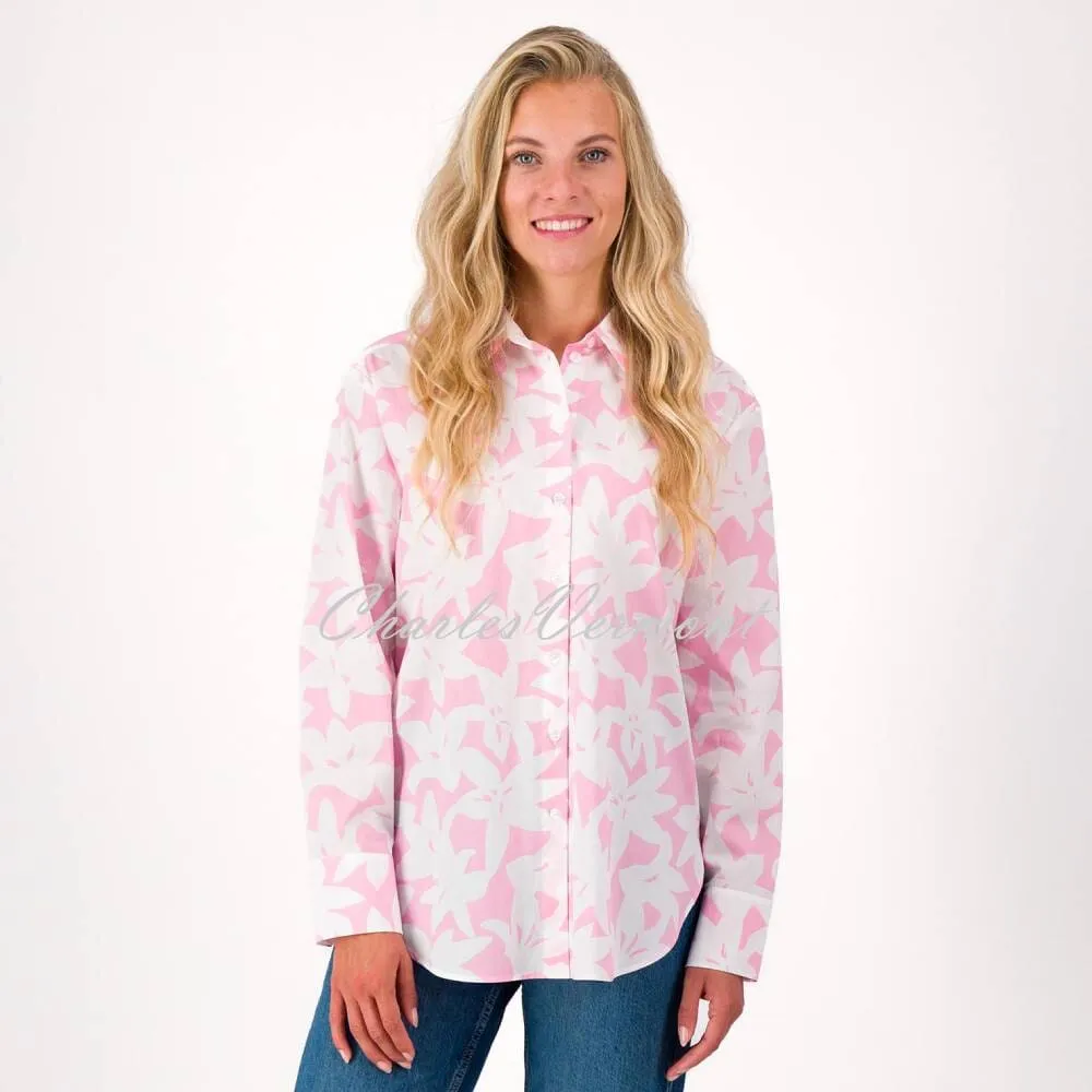 Light Rose Off-White Floral Blouse N2824 Style