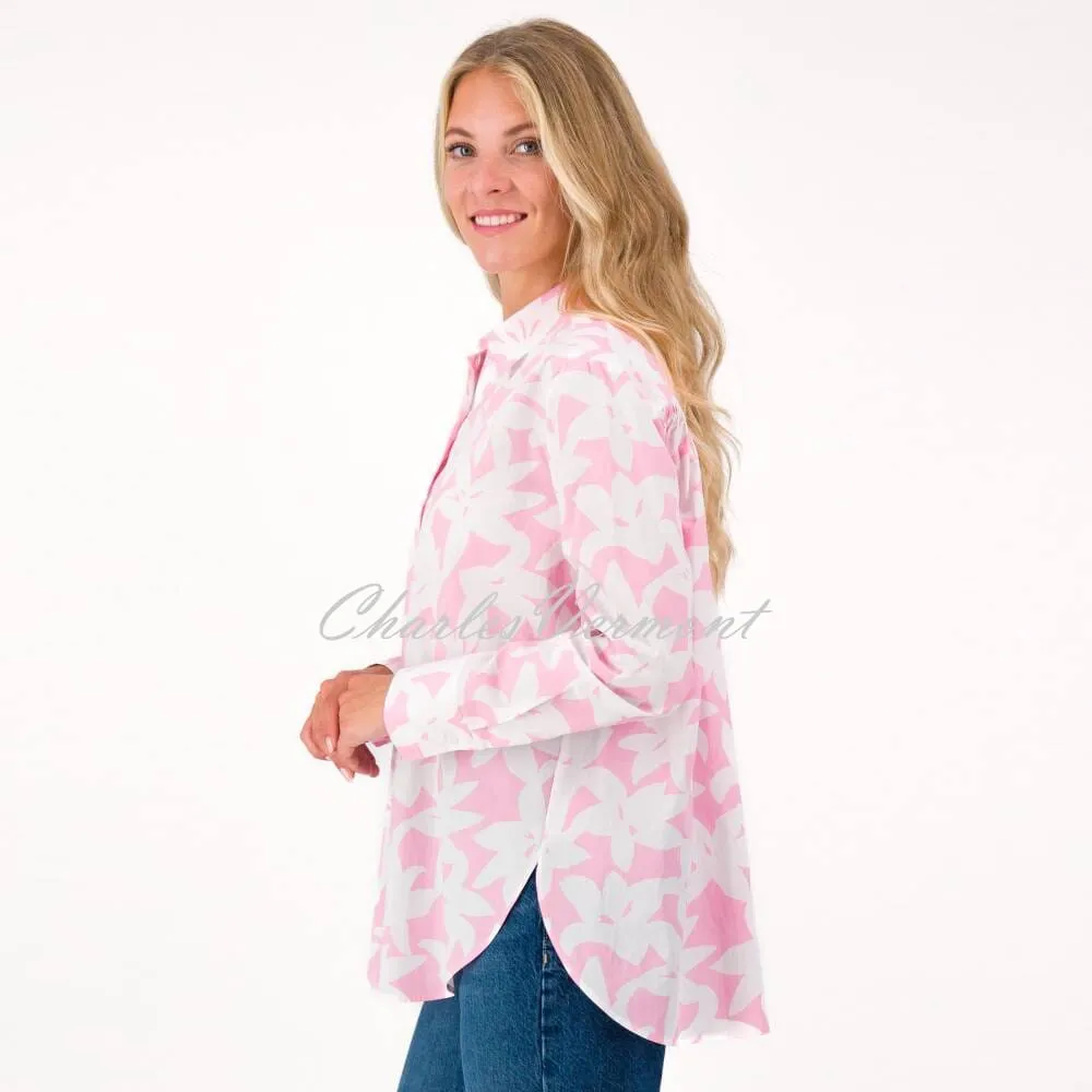 Light Rose Off-White Floral Blouse N2824 Style