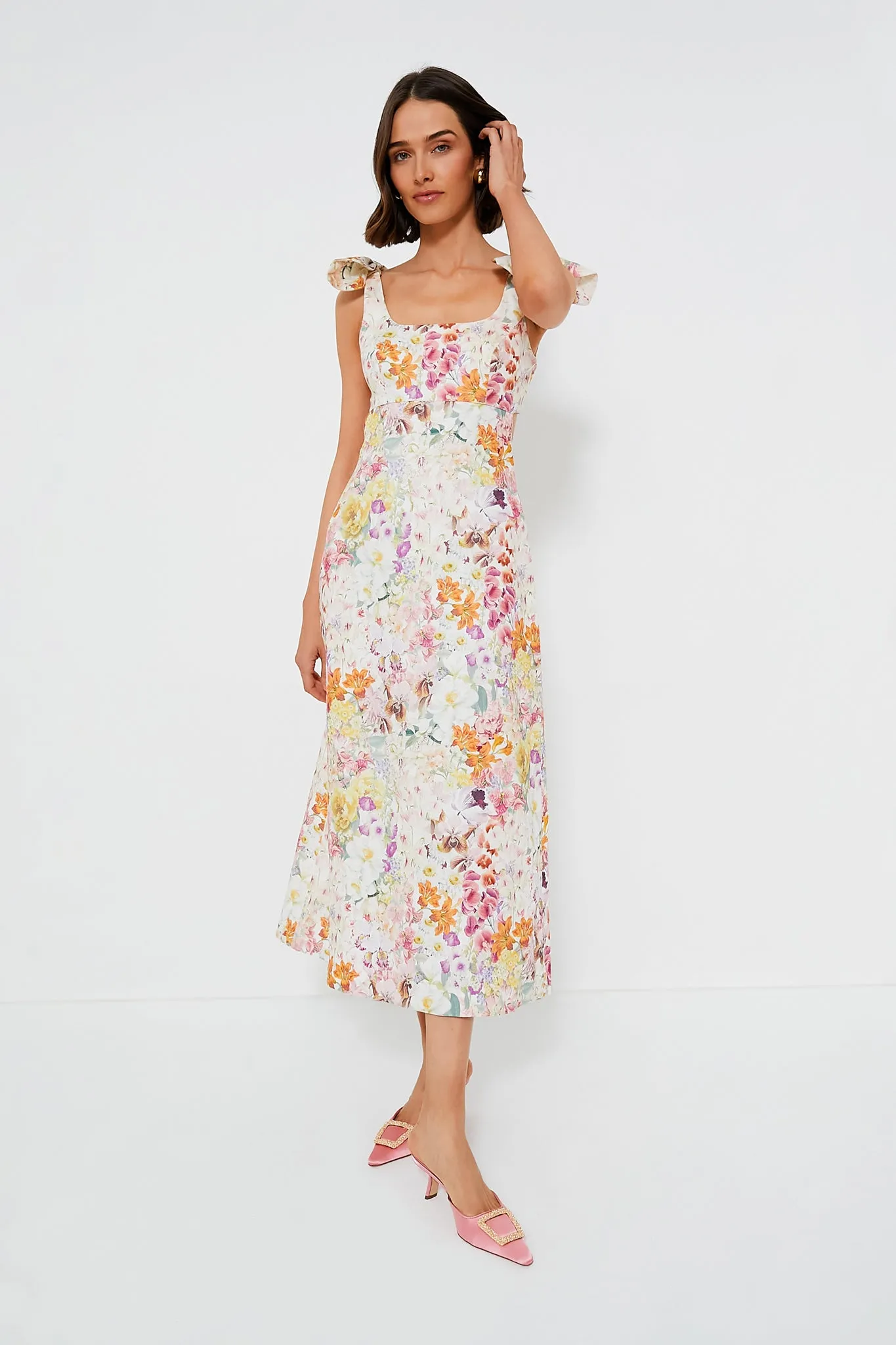 Kaleidoscope Garden Harmony Tie Shoulder Midi