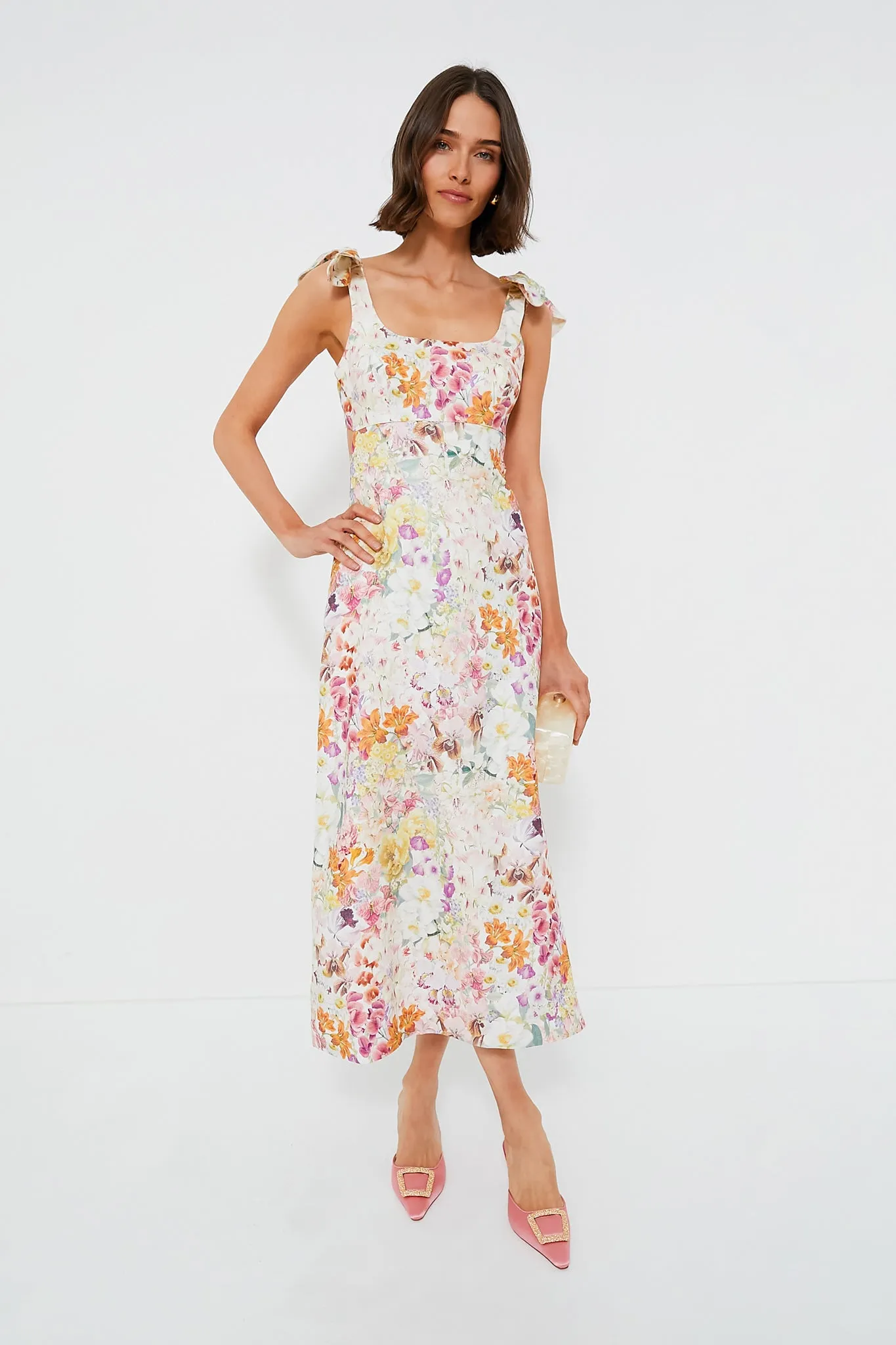 Kaleidoscope Garden Harmony Tie Shoulder Midi