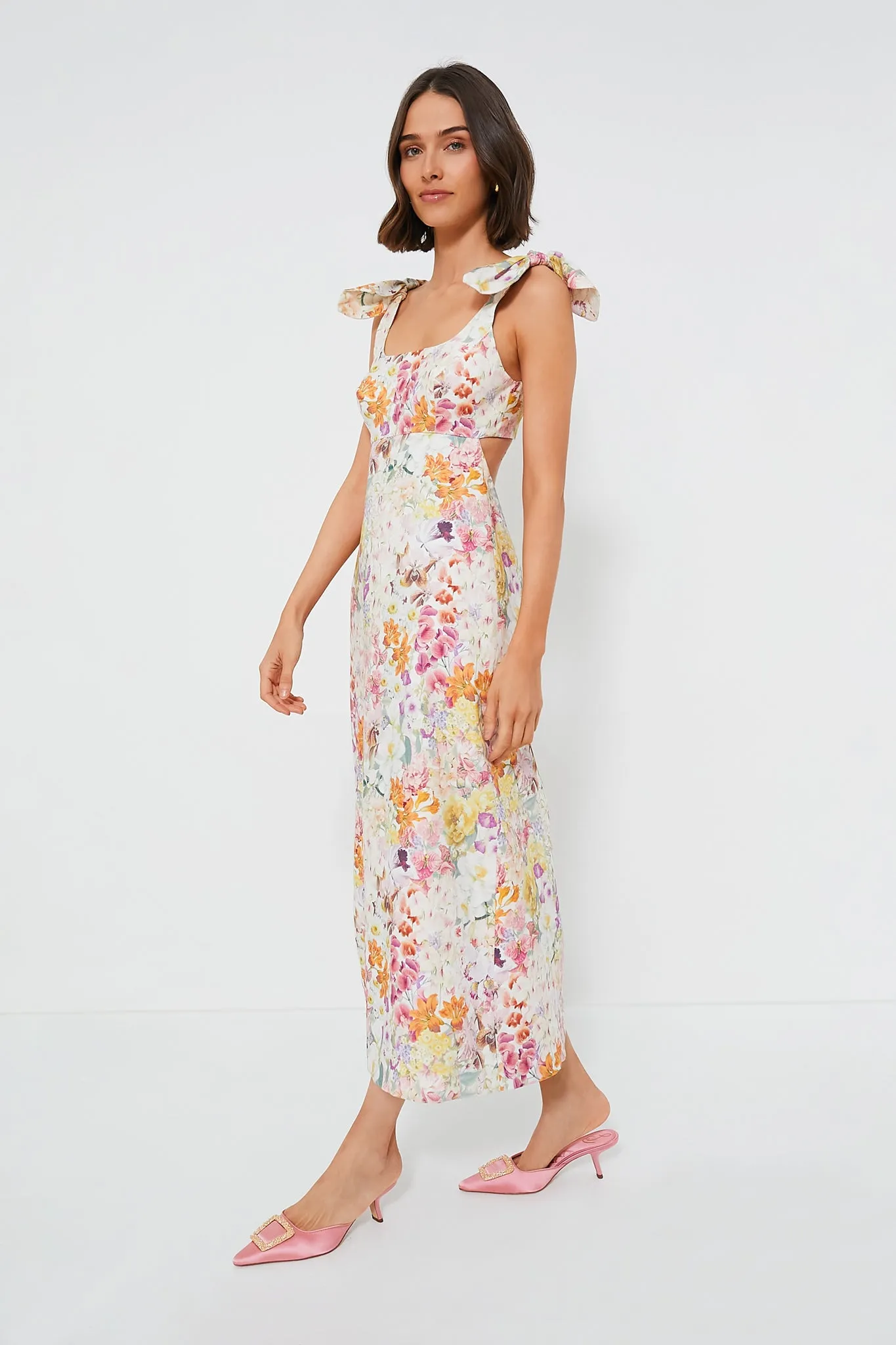 Kaleidoscope Garden Harmony Tie Shoulder Midi