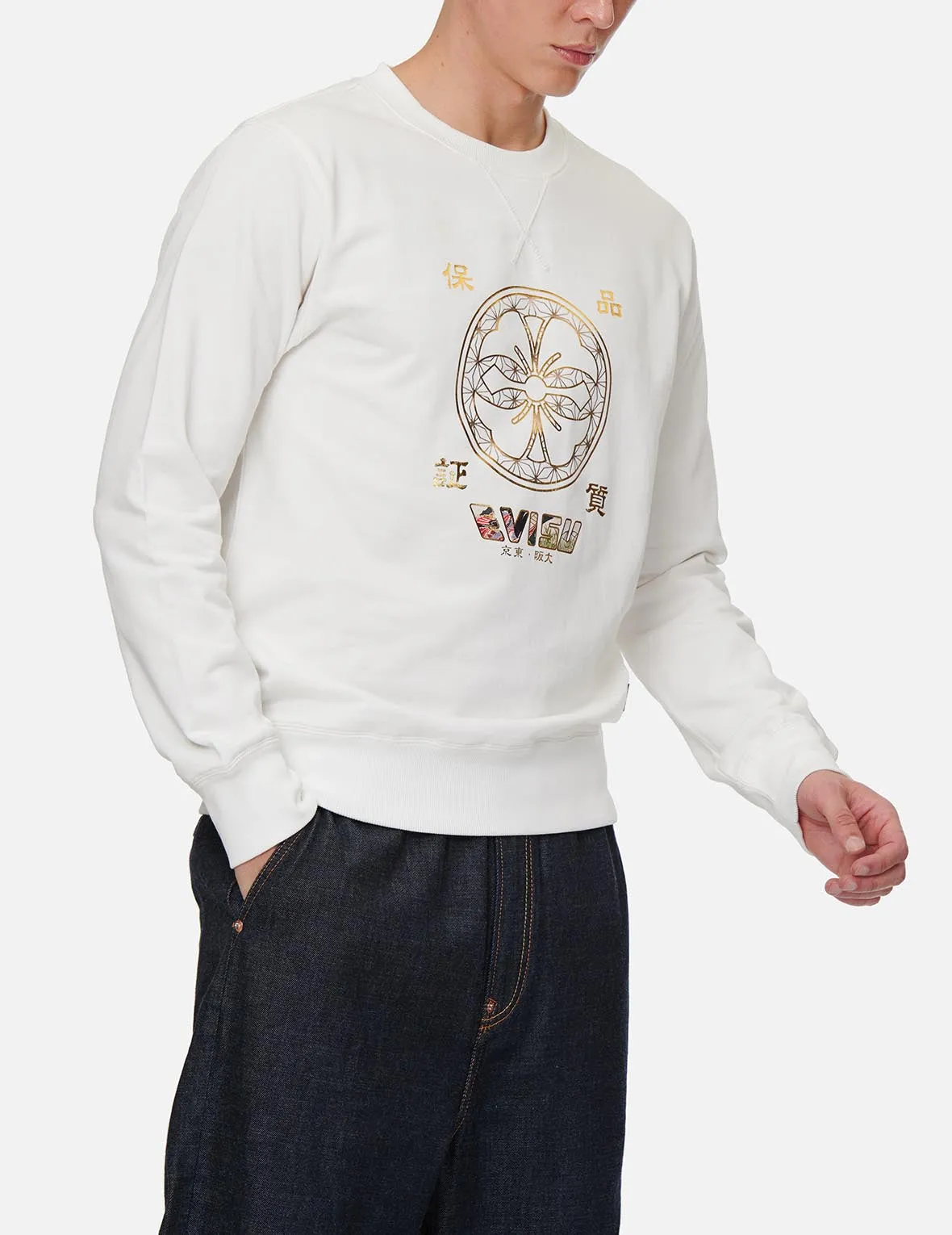 Kamon Foil-print and Scroll Daicock Appliqué Sweatshirt