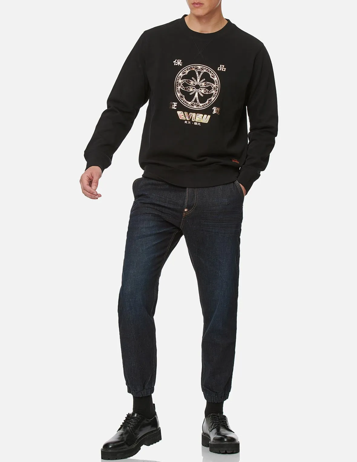 Kamon Foil-print and Scroll Daicock Appliqué Sweatshirt