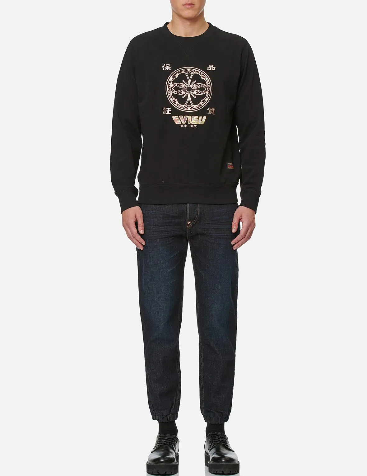 Kamon Foil-print and Scroll Daicock Appliqué Sweatshirt