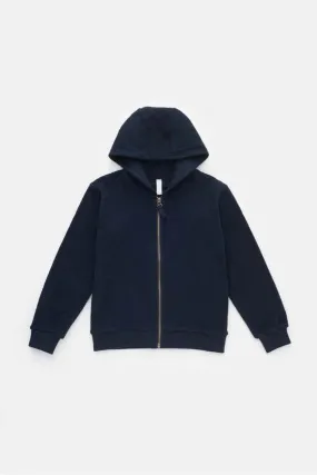 Kid's Blue&Cream Zip Hoodie - Navy