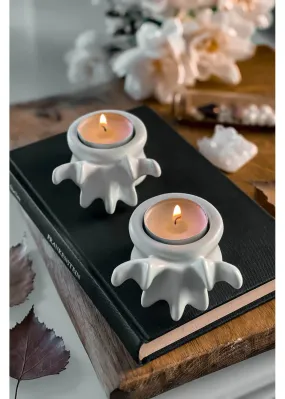 Killstar Ossuary Set of 2 Tealight Candle Holders White