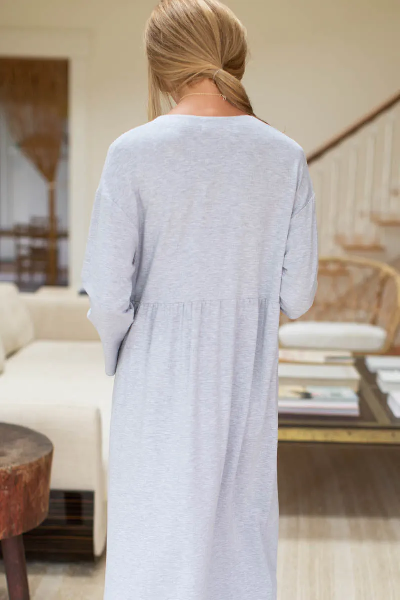 Knit Midi Shirtdress - Heather Grey Organic