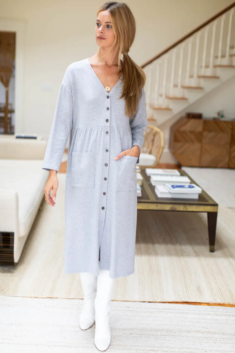 Knit Midi Shirtdress - Heather Grey Organic