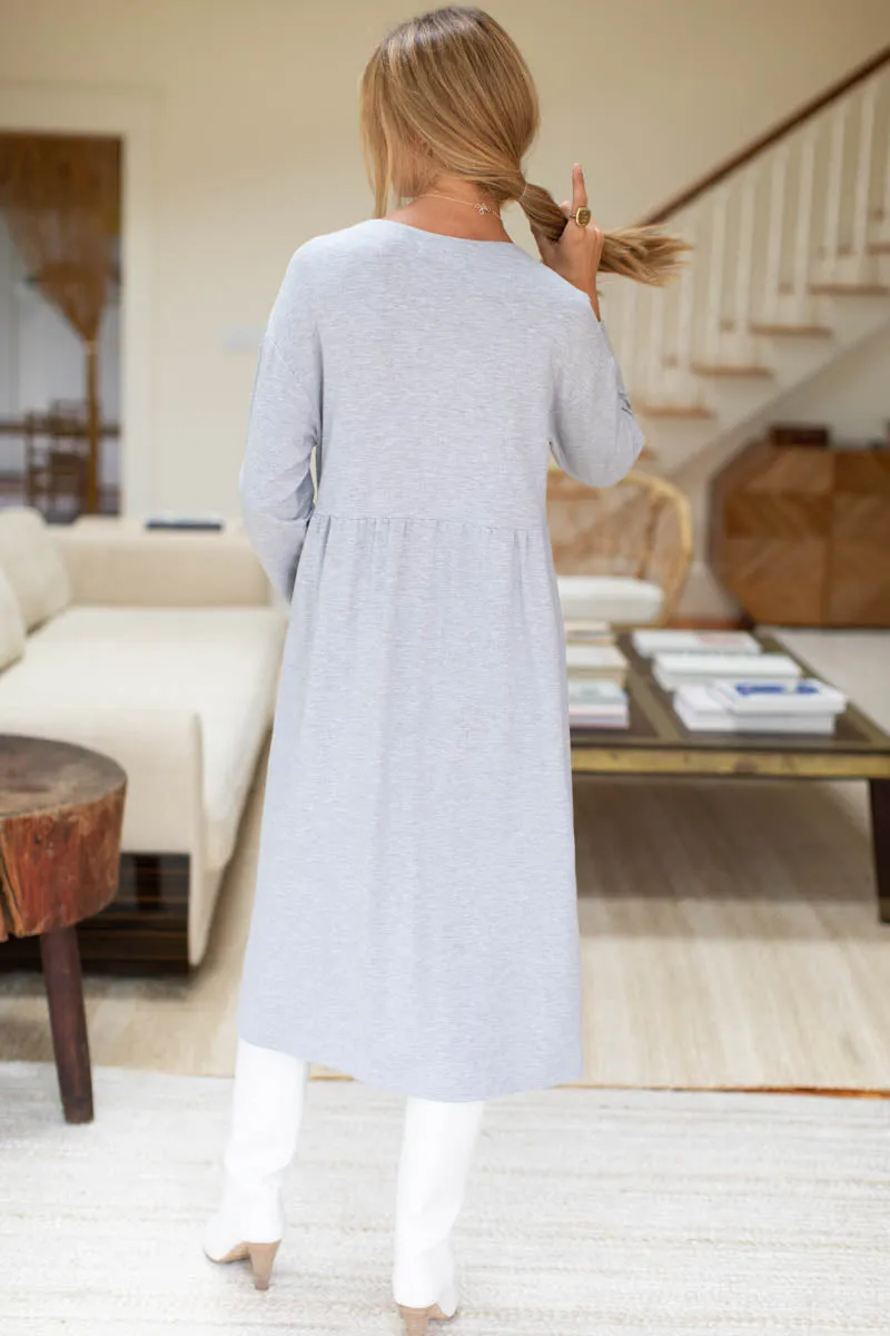 Knit Midi Shirtdress - Heather Grey Organic