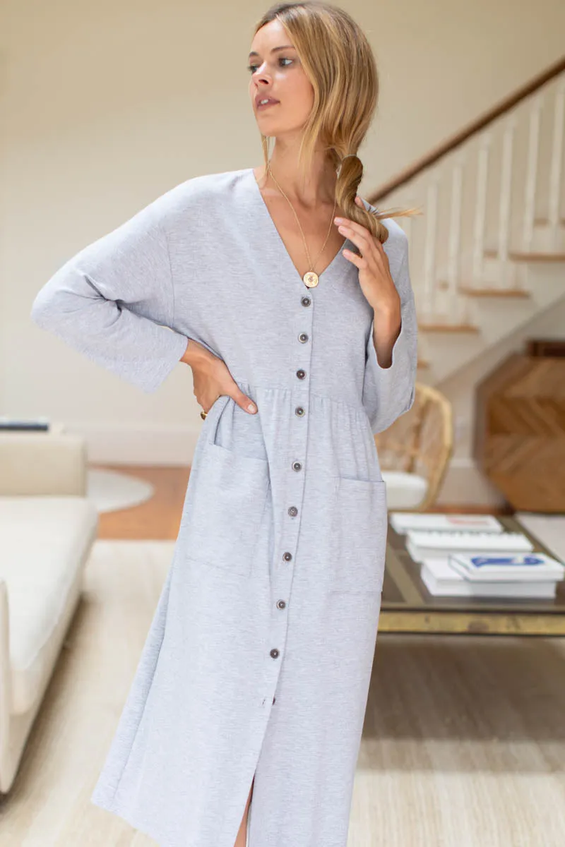 Knit Midi Shirtdress - Heather Grey Organic