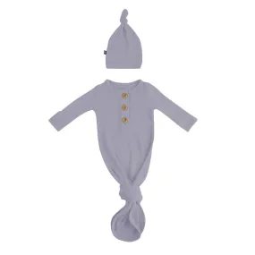 Ribbed Knotted Gown with Hat Set in Haze by Kyte Baby