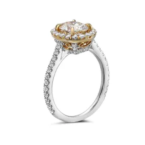 Ladies 1.85 CT Diamond Halo Engagement Ring in 18k White Gold