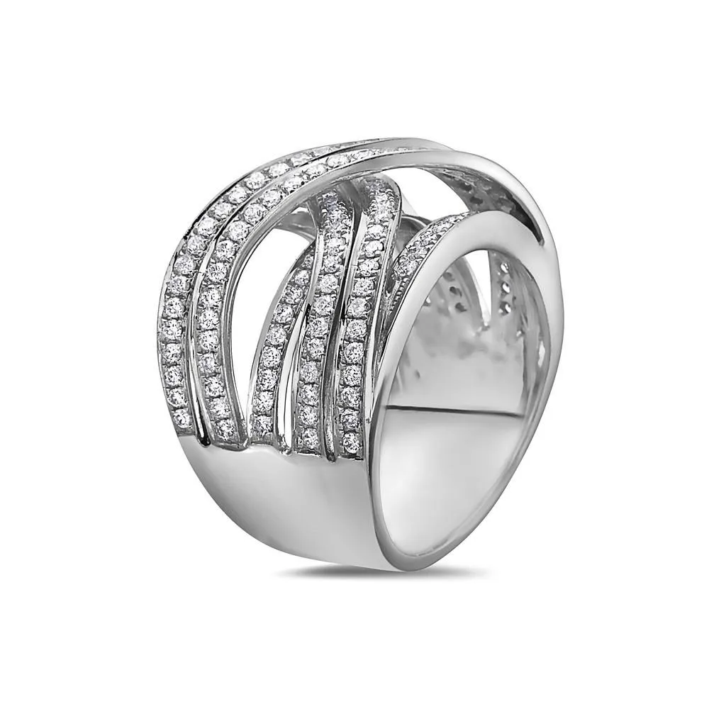 18k White Gold Ring for Women with 1.55 CT Diamond - Right Hand