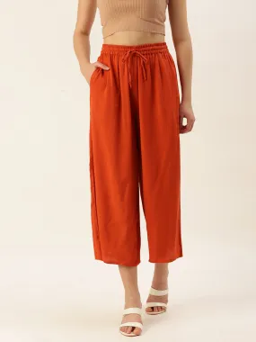 Ladies Crop Palazzo Rust Orange